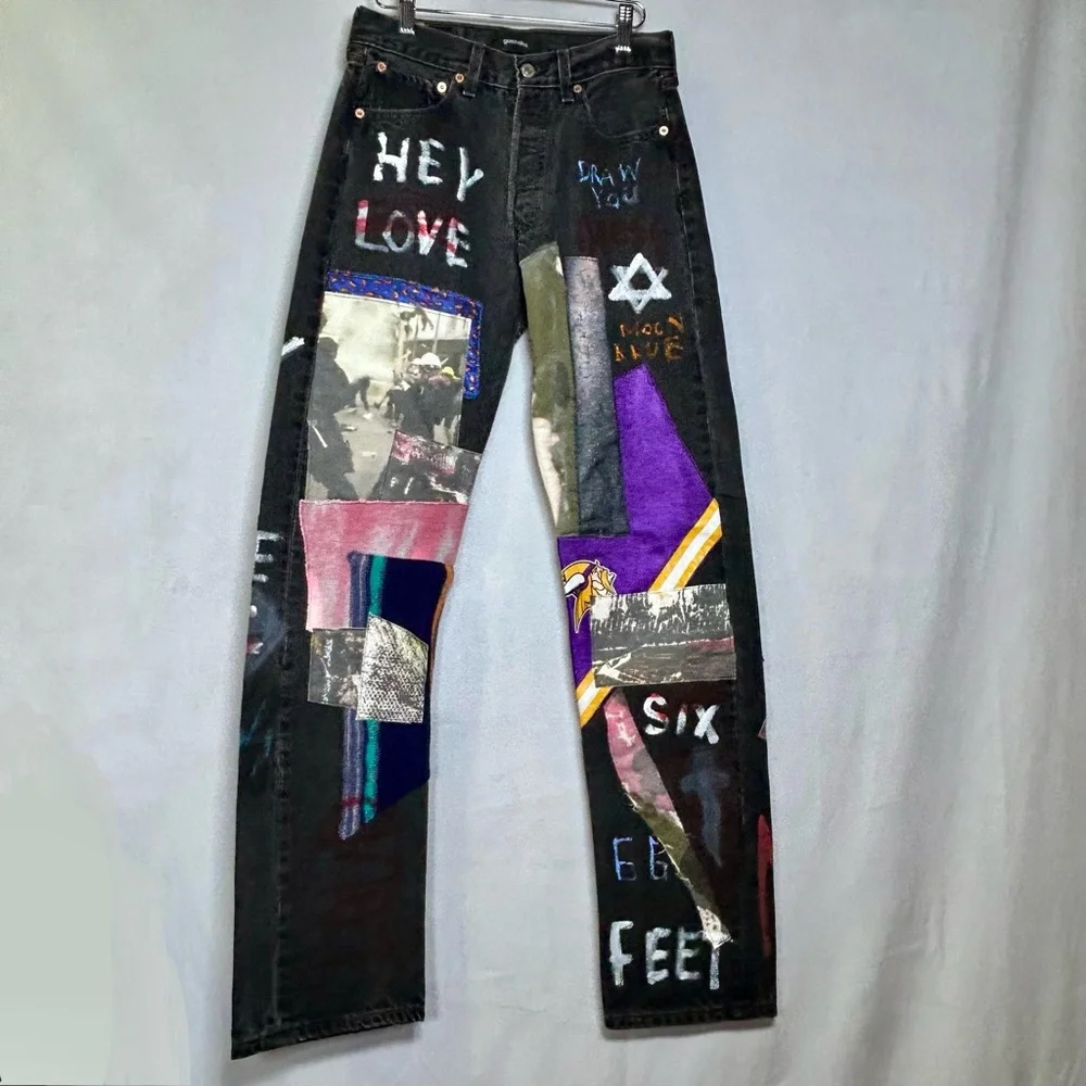 Guernika Levi’s 501 Hand-Painted Jeans Reworked Art Denim Collectible 29x34 RARE - Picture 1 of 16